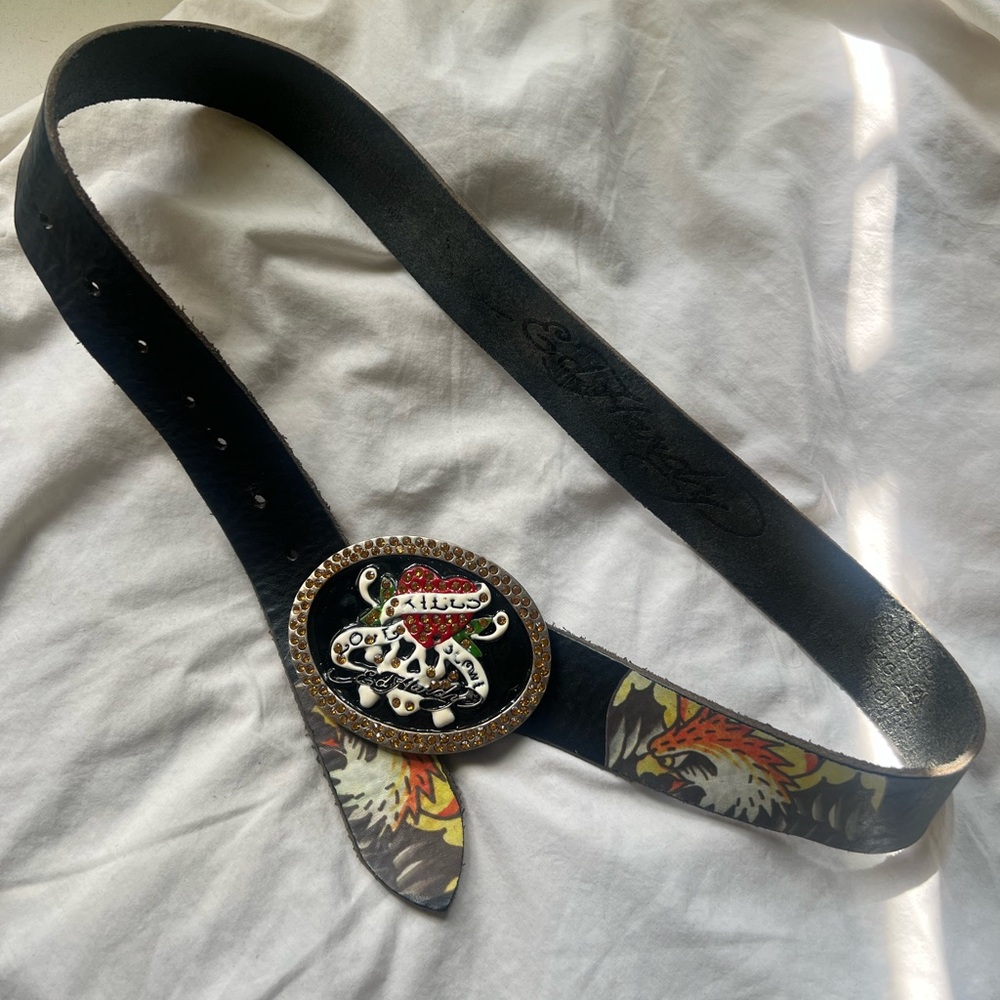 ‼️ SOLD ‼️ Y2K Ed Hardy Leather Belt